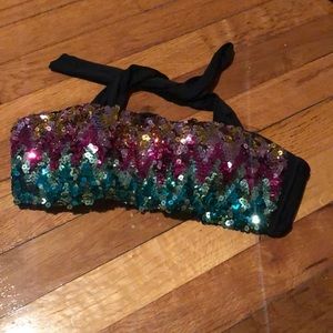 Strapless sequins swim top!